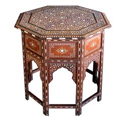 Unusually Large and Finely Inlaid Anglo-Indian Octagonal Traveling Table
