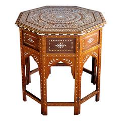 Unusually Large and Finely Inlaid Anglo-Indian Octagonal Traveling Table