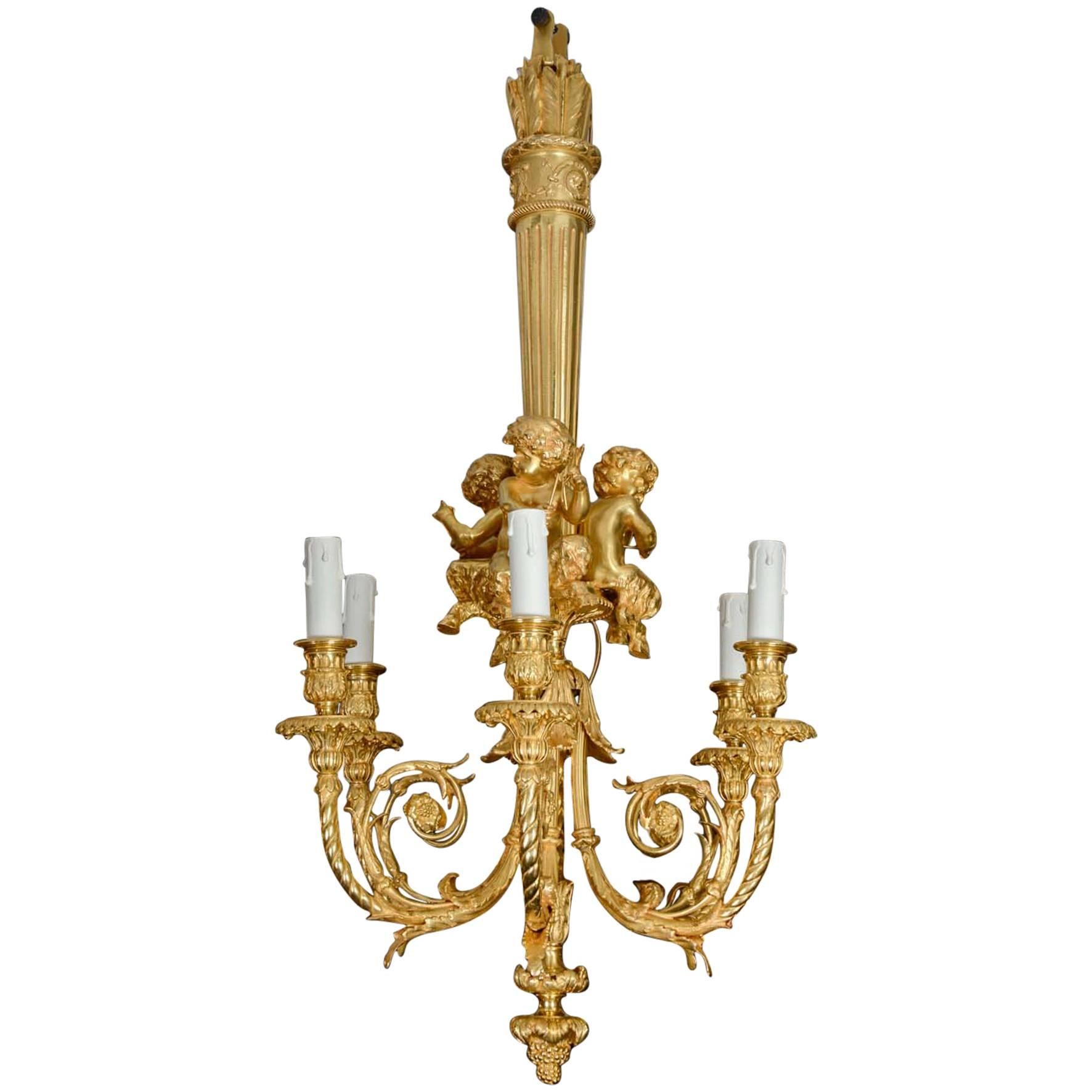 Gilt Bronze Chandelier in the Louis XVI Style For Sale