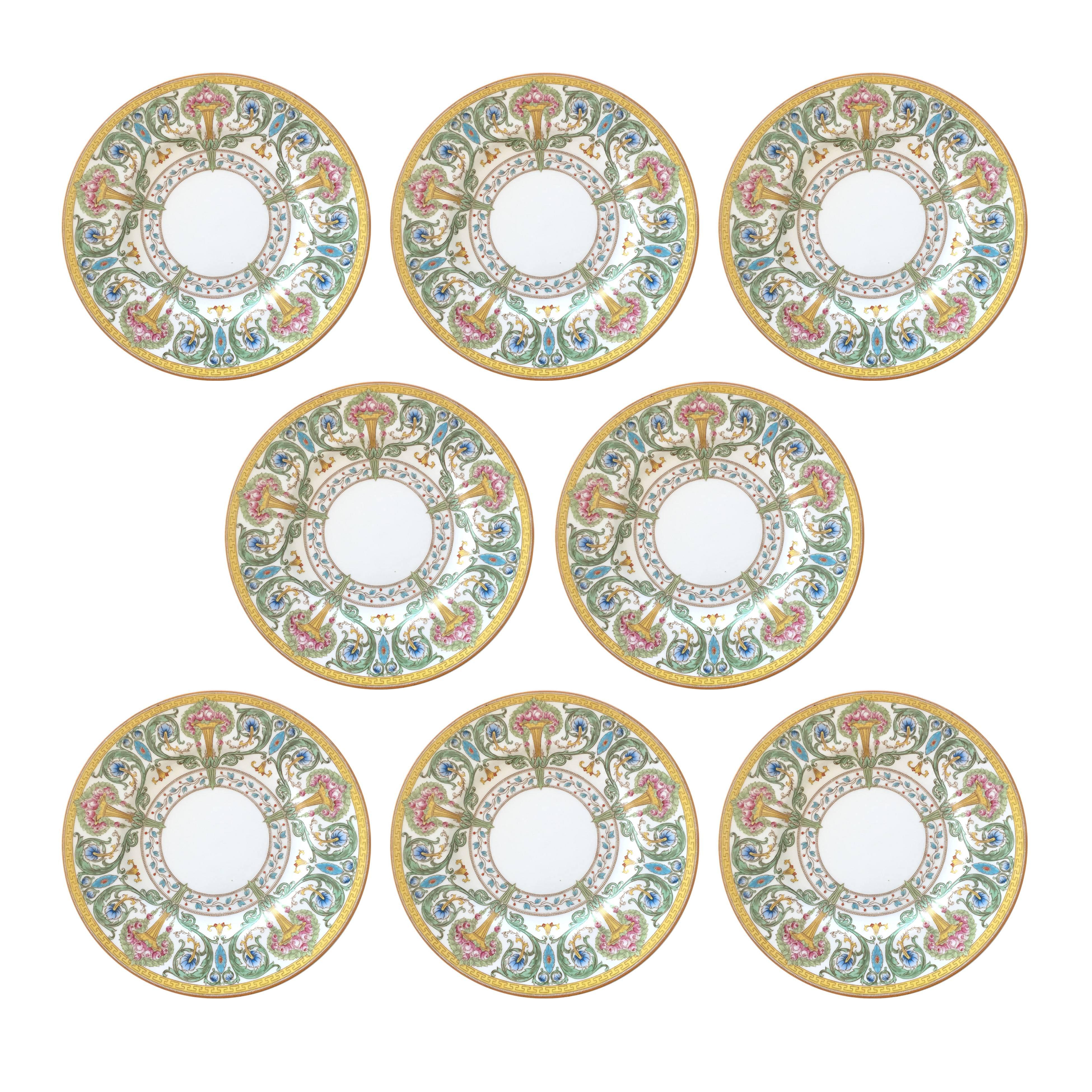 Set of Eight Royal Worcester Hand-Painted Plates