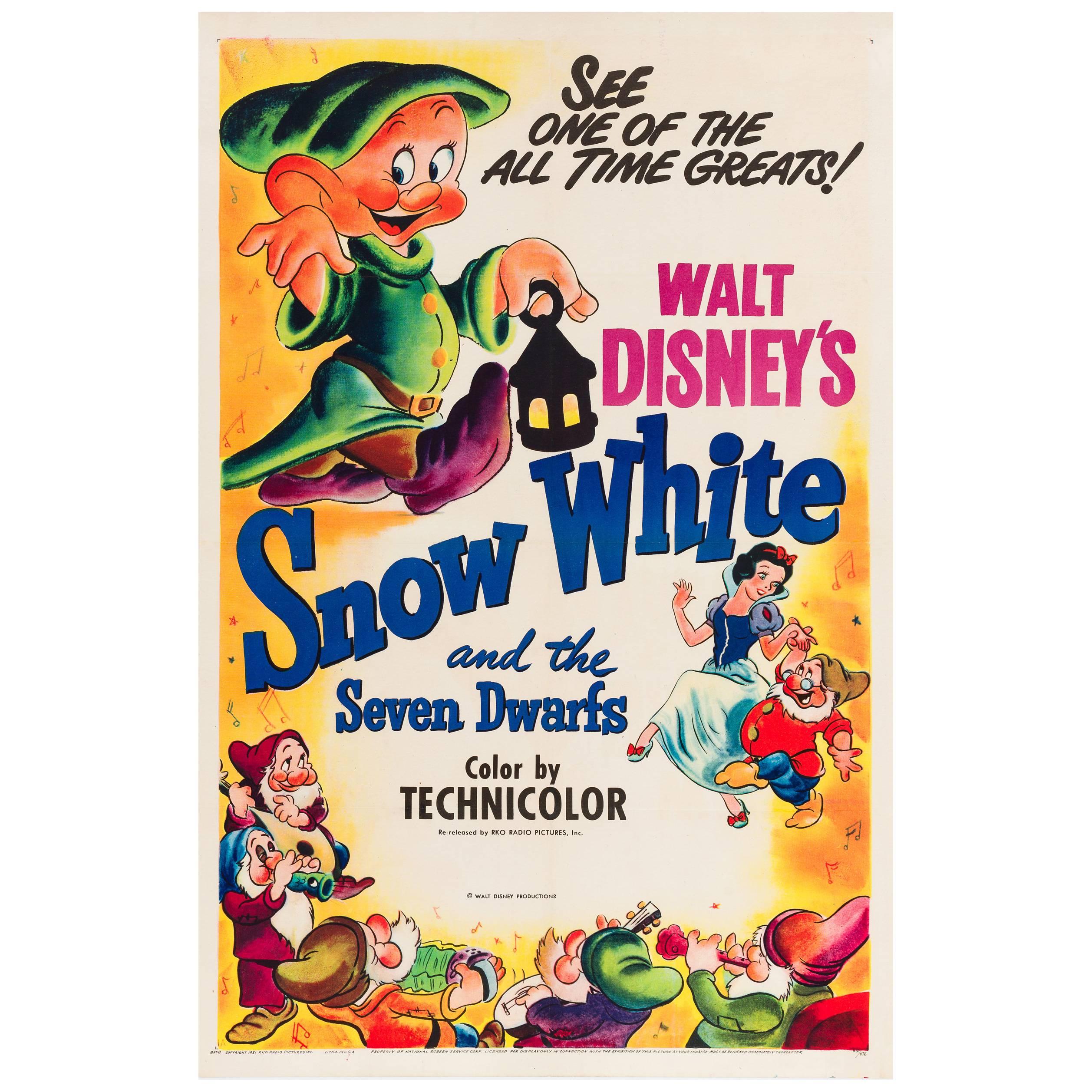 Snow White American Original Film Poster, R1951