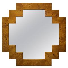 Mirror with Unique Burl Wood Geometric Frame