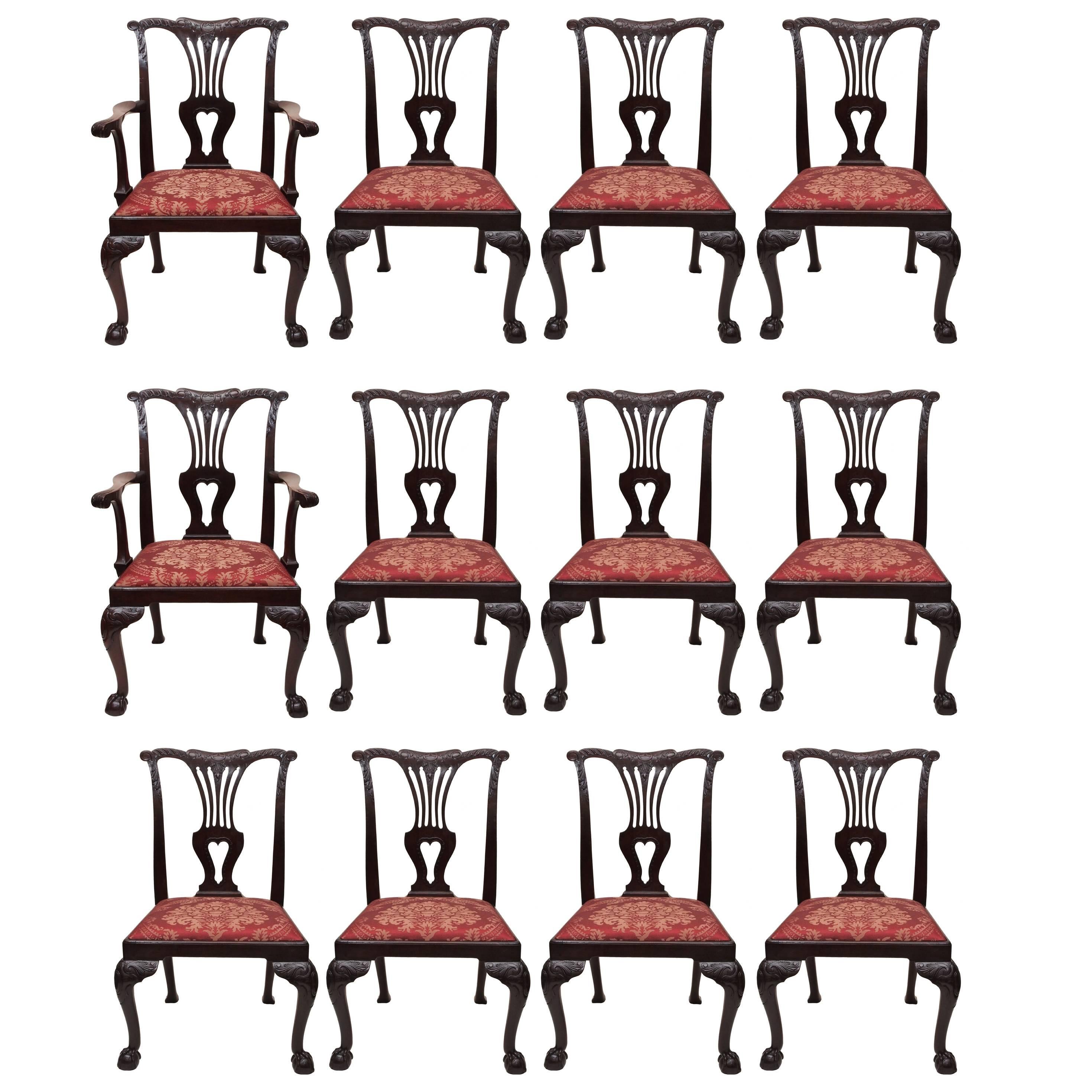Set of 12 Antique English Mahogany 19th Century Dining Chairs