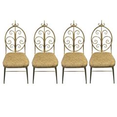 Set of Four Fabulous Mid-Century Modern Brass Dining Chairs 4