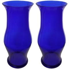 Pair of Cobalt Handblown Hurricane Shades