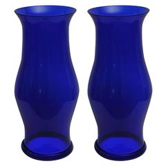 Retro Pair of Cobalt Handblown Hurricane Shades