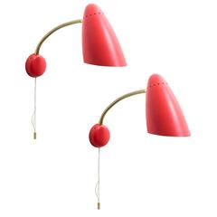 A Pair Adjustable Goose Neck Wall Lamps by Stilnovo 10
