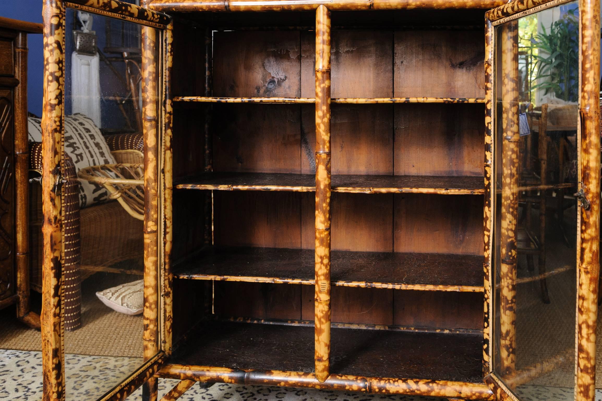 Superb 19th Century English Bamboo Two-Door Cabinet or Bookcase 6