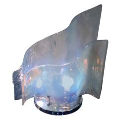 Exceptional Sculptural Opal Blue Murano Lamp by Mazzega