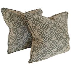 Antique 19th Century Pair of Indian Silk Pillows
