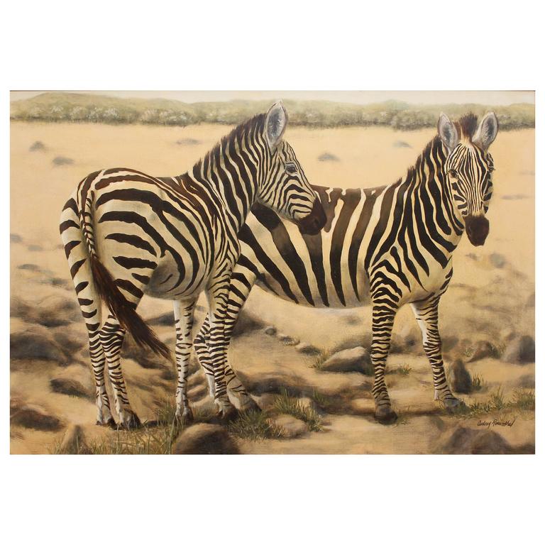 Large Oil Painting "African Zebra" For Sale at 1stdibs