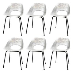 Set of six Molded Aluminum Chairs by Pierre Guariche, France, 1960s