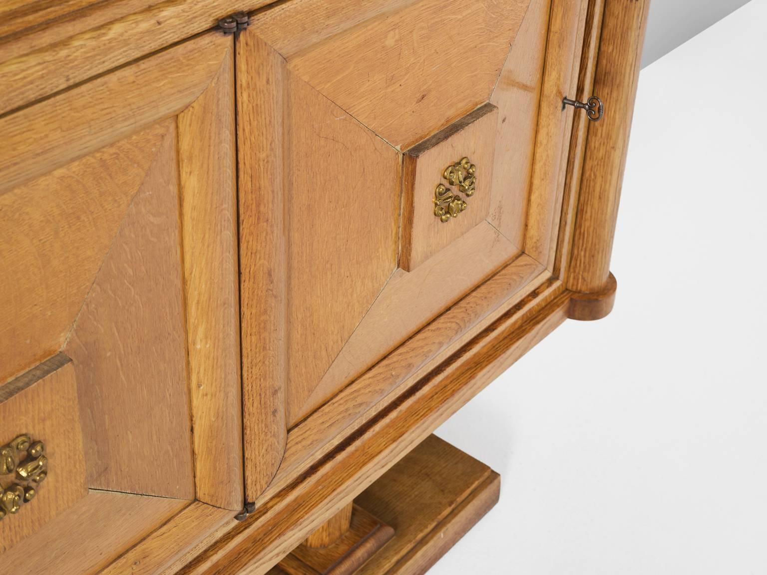 Mid-20th Century Art Deco Credenza in Blond Oak