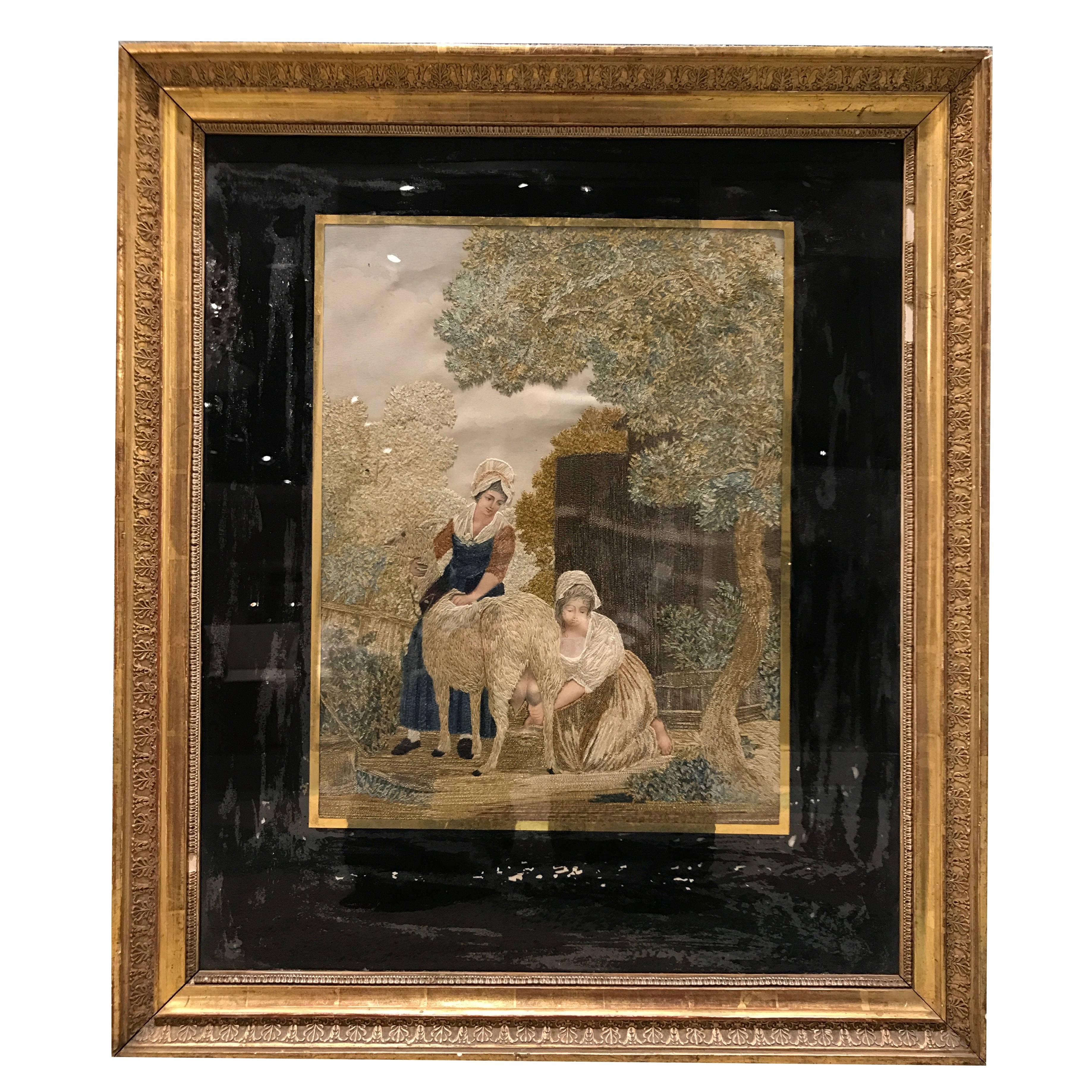 19th Century Framed Needlepoint For Sale