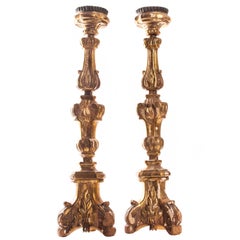 Pair of Tall 18th Century Italian Altar Sticks