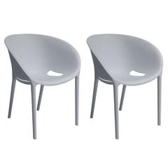 Used Pair of Brand New Driade Gray Soft Egg Chairs by Philippe Starck, Italy
