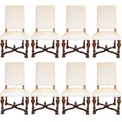 Set of Eight Louis XIV Walnut Chairs