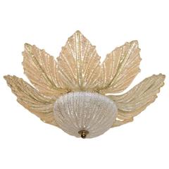 Pair of Midcentury Glass Flower Light Fixtures, Sold Individually