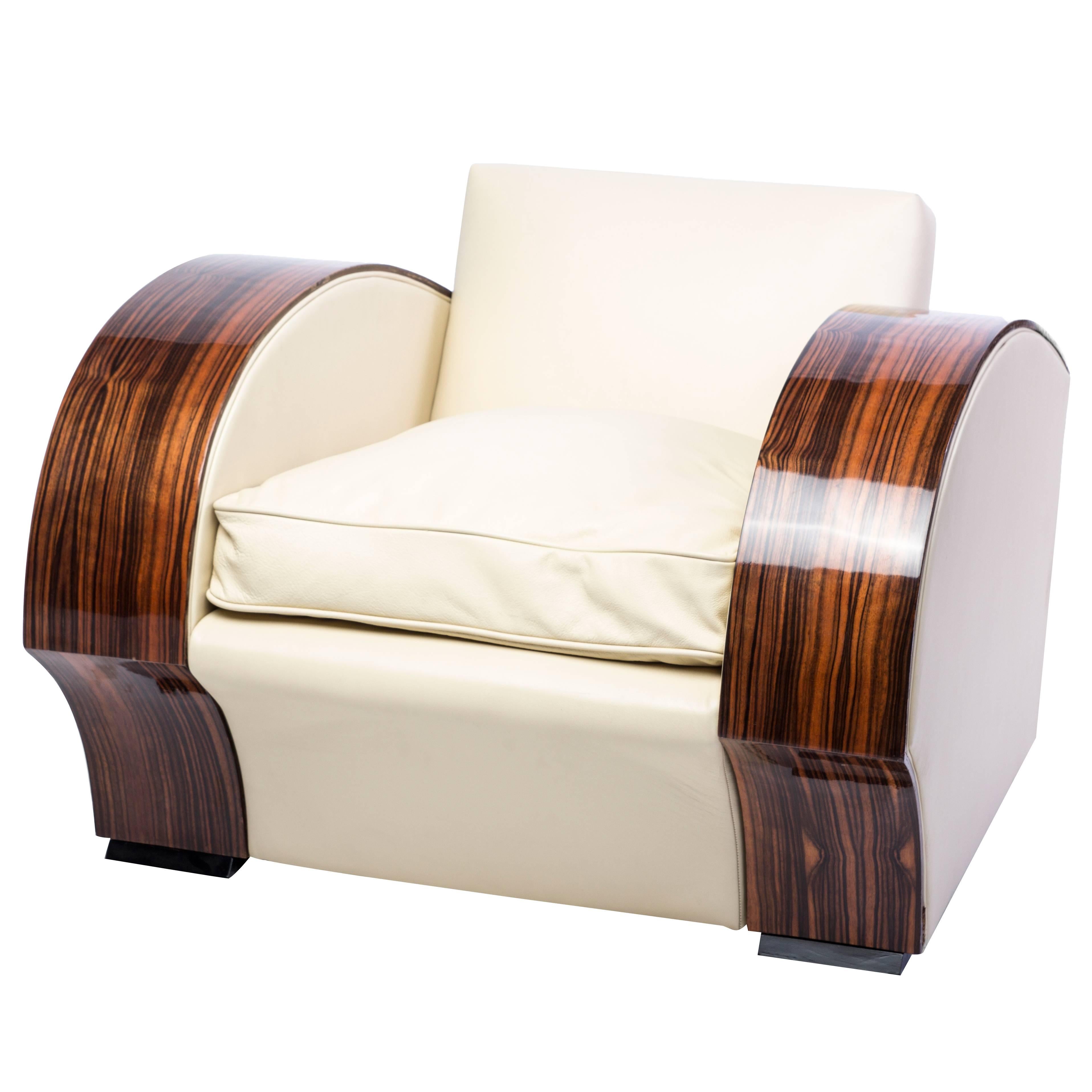 Art Deco South African Macassar Club Chair or Armchair
