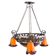 Beautiful Art Deco Chandelier by Degué 8