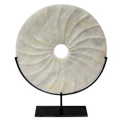 White Textured Disc Sculpture, China, Contemporary