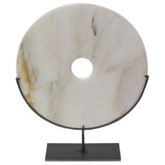 Cream Stone Disc Sculpture, China, Contemporary