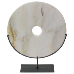 Cream Stone Disc Sculpture, China, Contemporary 7