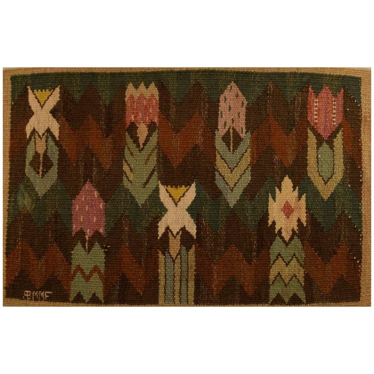 Marta Maas-Fjetterström, 1873-1941 Handwoven Carpet, Wool, "Rölakan" Technique