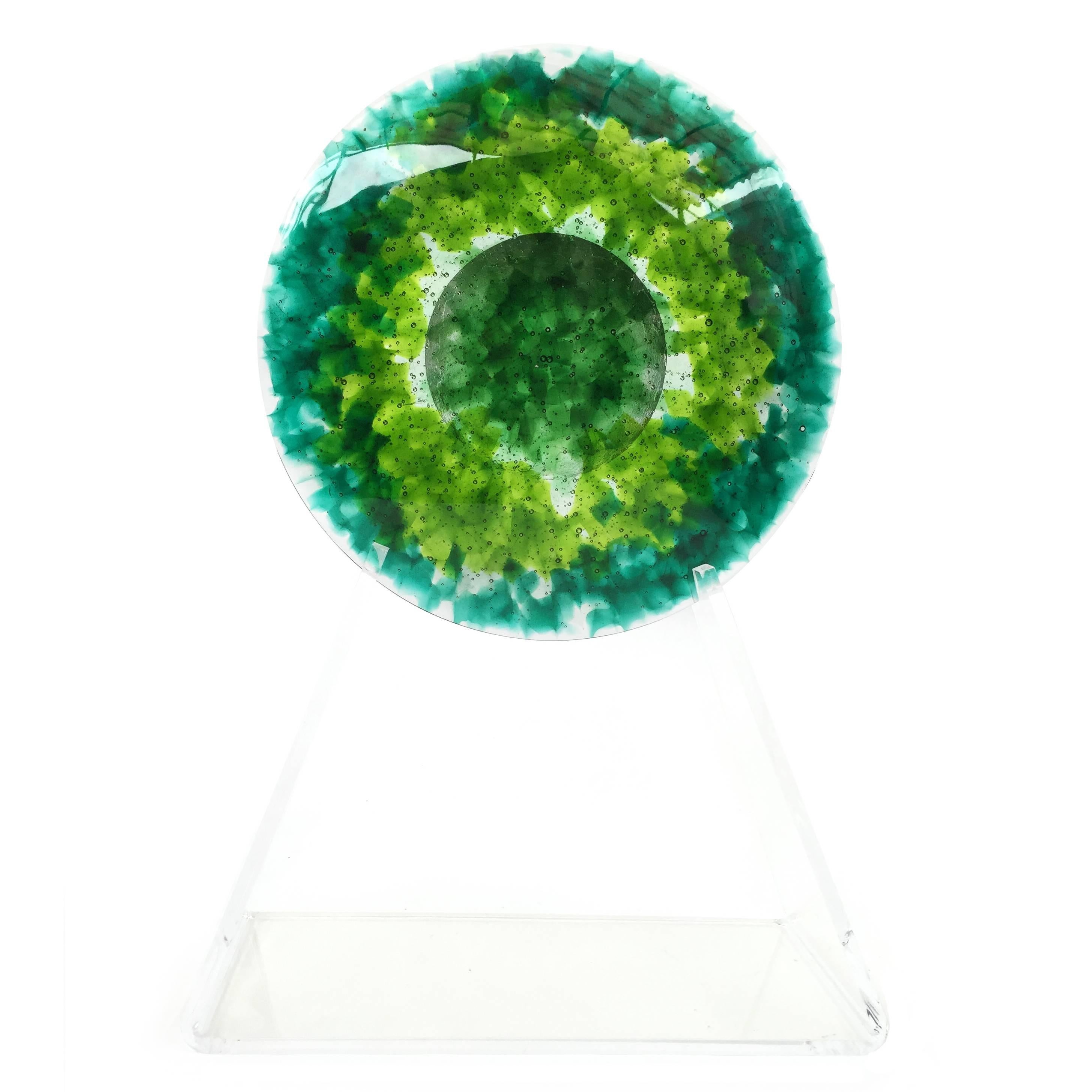 RETNA SMALL Eye Multicolor Decorative Cast Glass Piece 