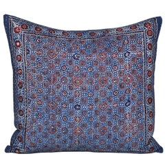 Vintage Indian Indigo Batik with Irish Linen Cushion Pillow