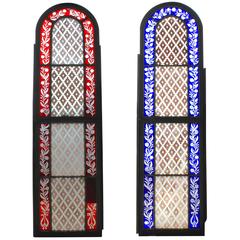 Pair of Mid-19th Century American Stained Glass Windows