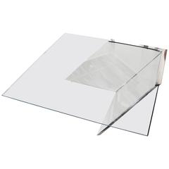Brueton SMT Glass and Polished Steel Cantilevered Coffee Table