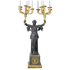 Early 19th Century French Gilt Bronze and Marble Candelabrum