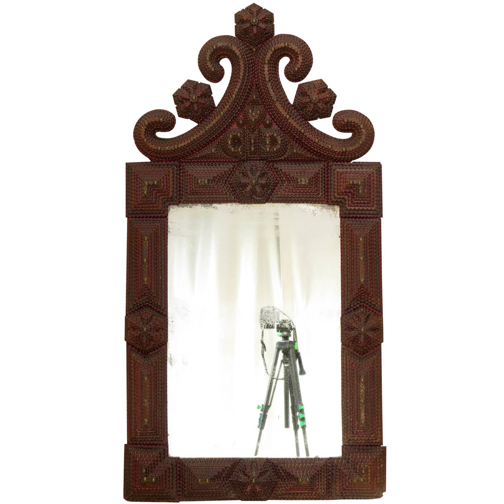 French Tramp Art Mirror, Late 19th Century For Sale 4