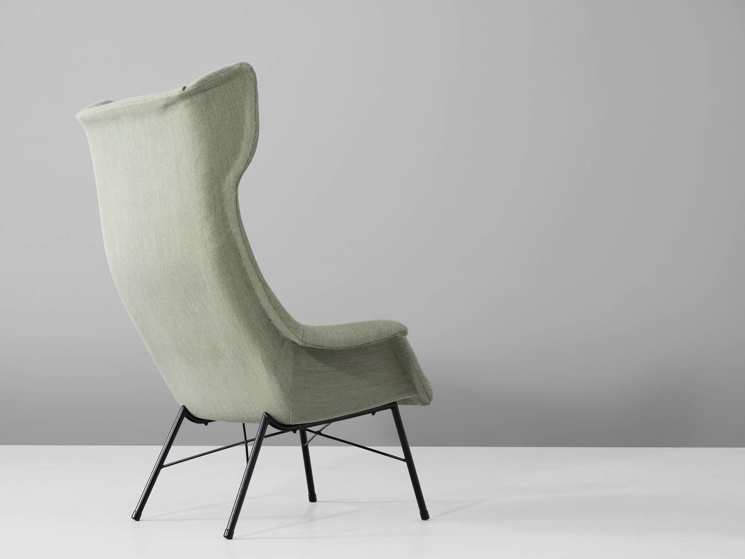 Czech Mid-Century Reupholstered High Back Lounge Chair