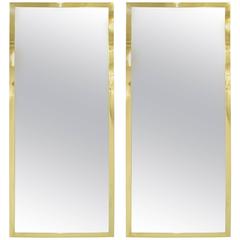 Pair of Brass Framed Antiqued Mirrors