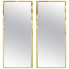Pair of Brass Framed Antiqued Mirrors