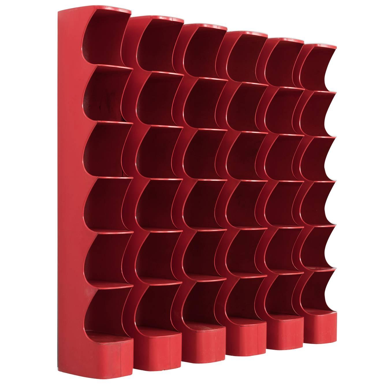 Set of Six Red Totem Shelves of Rodier