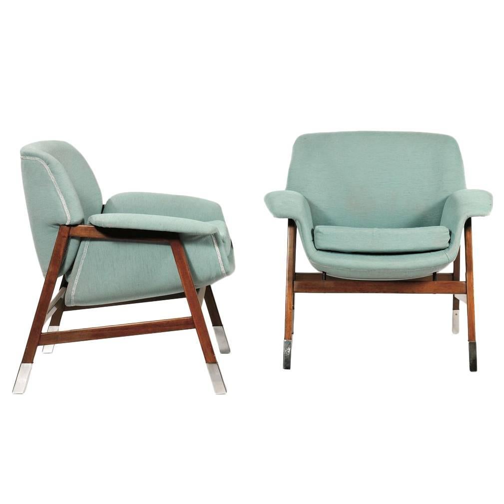Pair of Gianfranco Frattini Armchairs by Cassina Model 849 For Sale