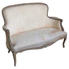 Small 19th Century Settee with Distressed Paint Finish