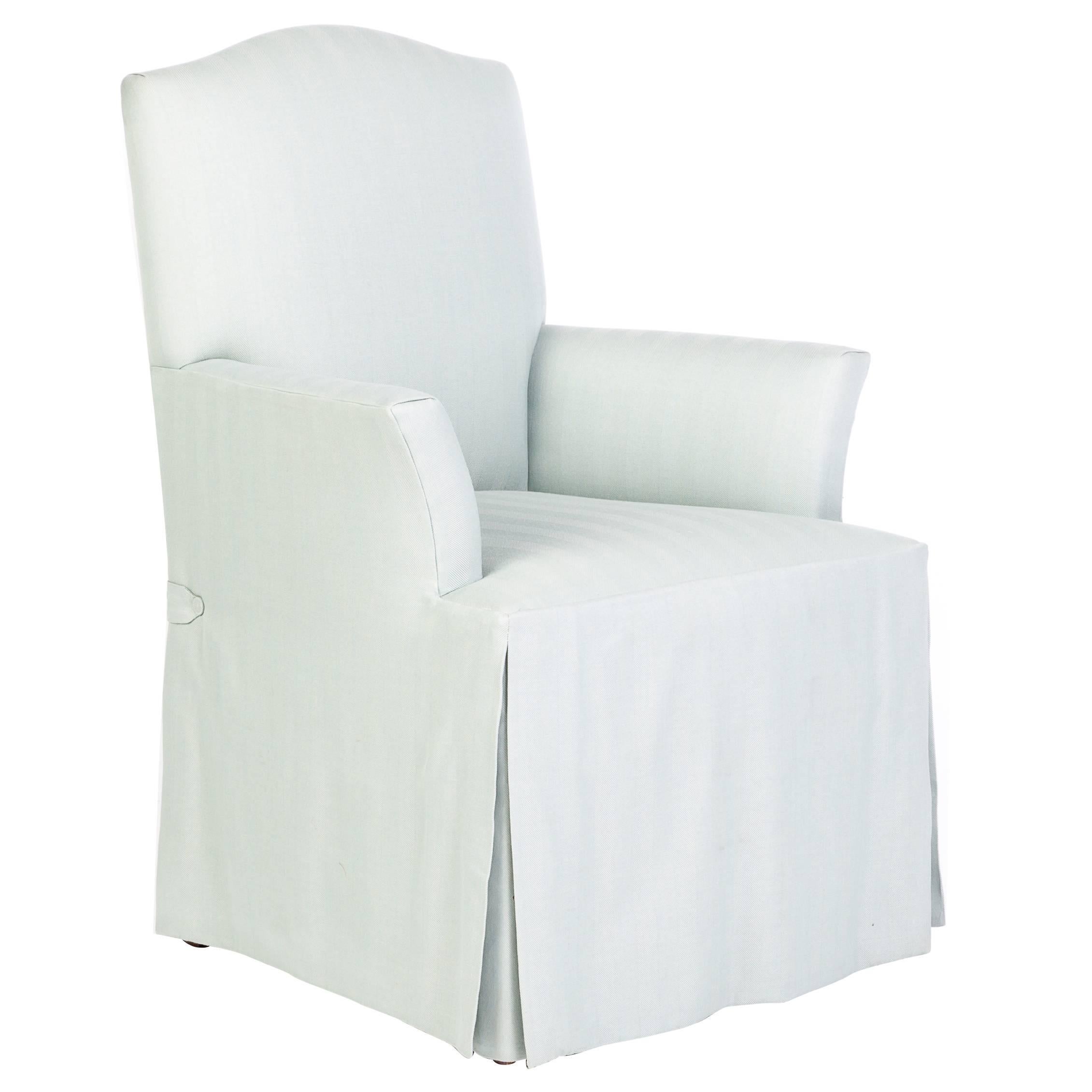 Pale Blue Skirted Armchair