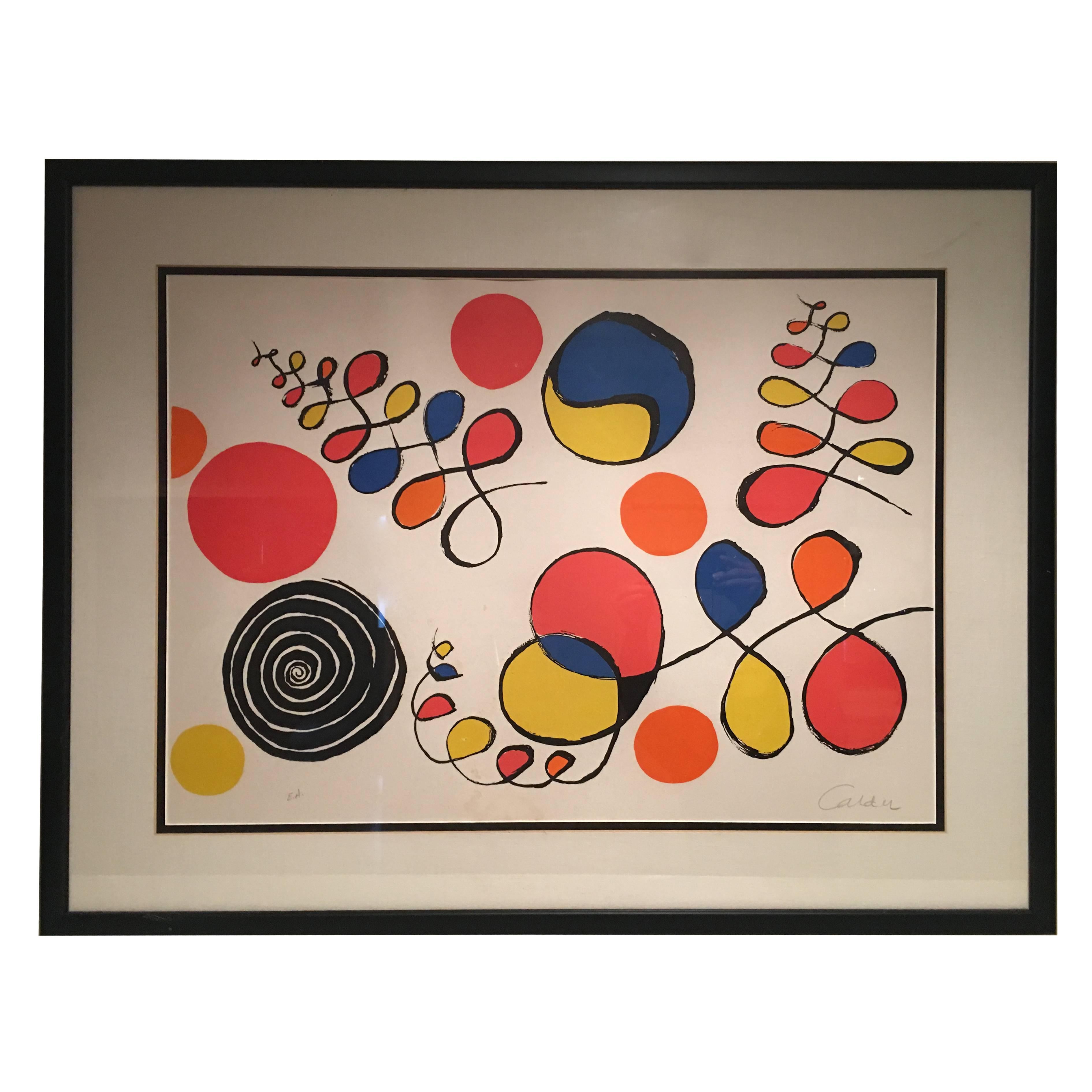 Alexander Calder Pencil Signed "Spirals" Lithograph EA