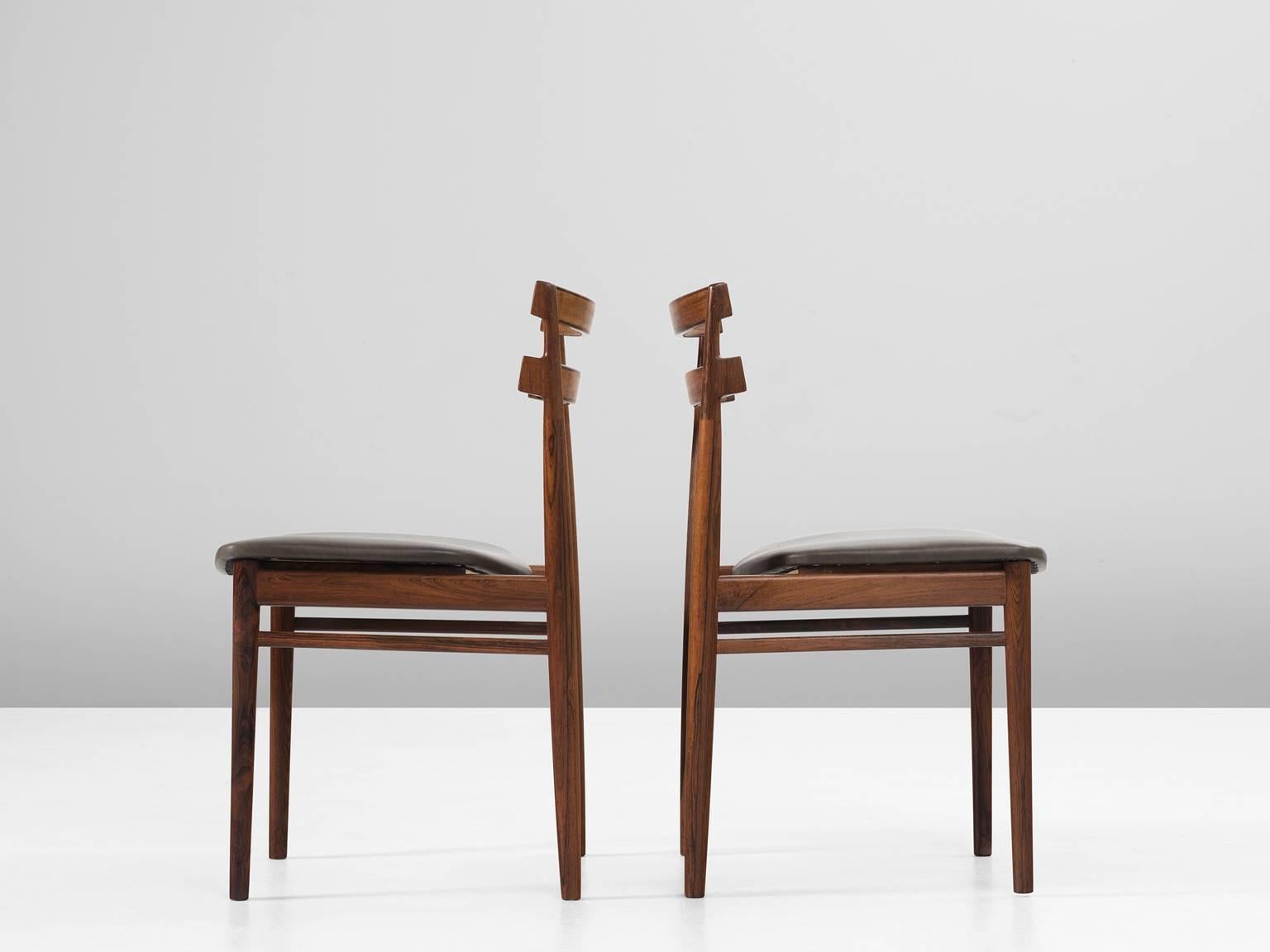 Mid-20th Century Set of Six Reupholstered Danish Dining Chairs in Rosewood