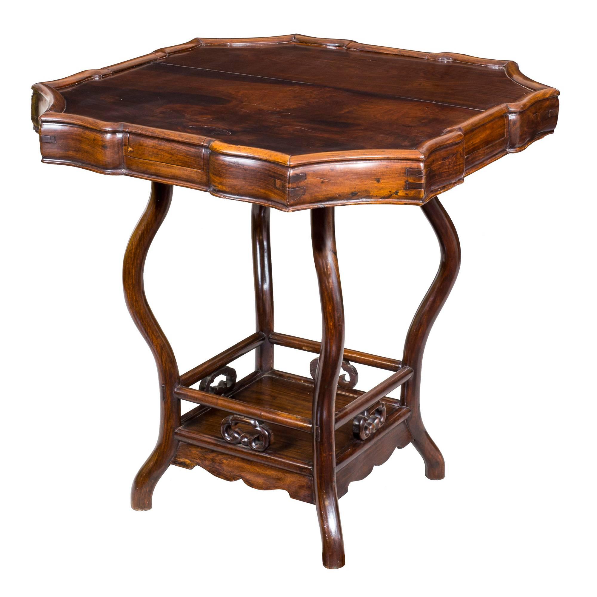 Serpentine Rosewood Gaming Table For Sale