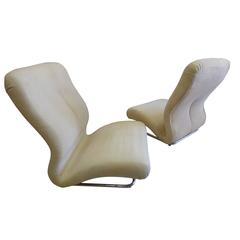 Vintage Rare Pair of Italian Mid-Century Modern / Space Age Lounge Chairs by IPE