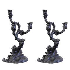 Pair of Bronze Candelabrae by Saint Clair Cemin 