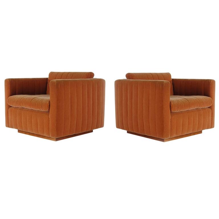Mid Century Modern Milo Baughman Art Deco Cube Club Lounge Chairs Mid Century Modern Milo Baughman Art Deco Cube Club Lounge Chairs For