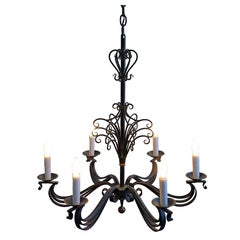 French Wrought Iron Chandelier Light Fixture