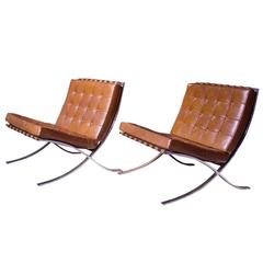 Pair of Vintage "Barcelona" Chairs by Ludwig Mies Van Der Rohe for Knoll