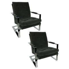 Pair of Rare Cantilevered Lounge Chairs by Milo Baughman 8